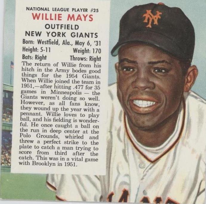 1954 Red Man Tobacco All-Star Team - National League Series Willie Mays ...