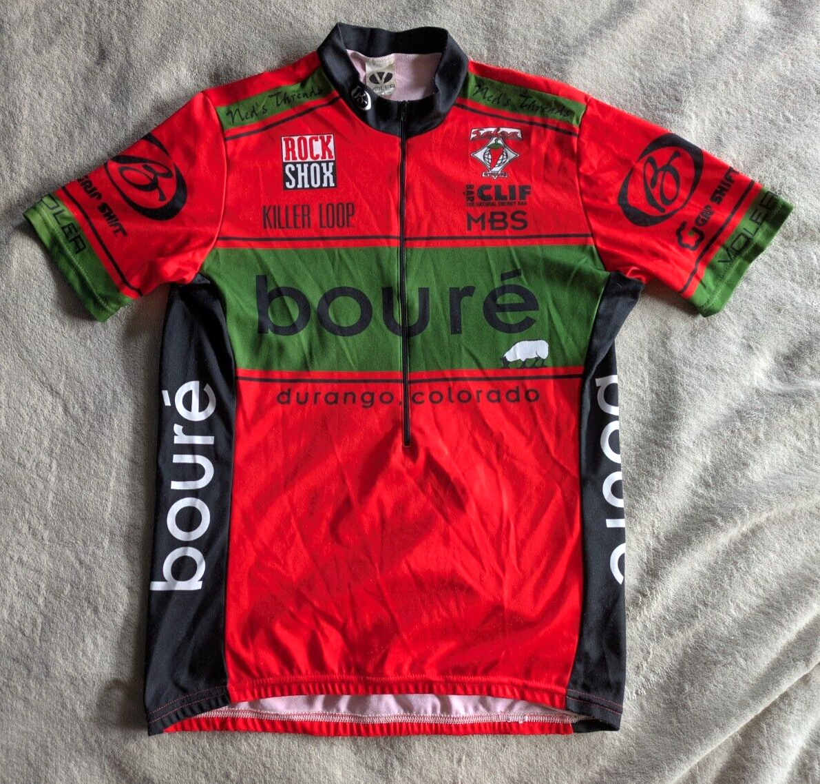 Vintage VOLER Boure Rock Shox MTB Cycling Jersey Mens M Red Black