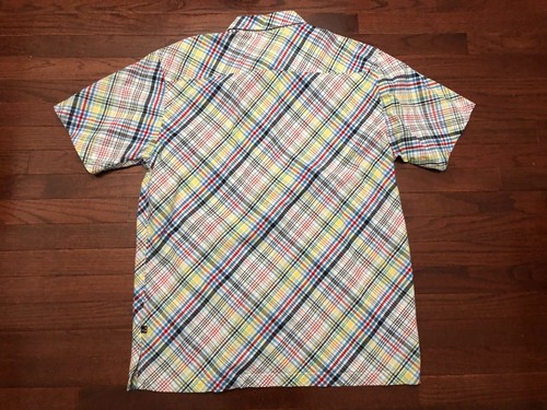 VINTAGE 90's PHAT FARM S/S BUTTON UP SHIRT MENS XXL 2XL WHITE BLUE PLAID v e - Picture 5 of 6