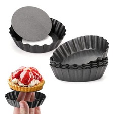 12Pc Non Stick 4inch Quiche Pans Removable Mini Tart Pans Set Tart tins Cases