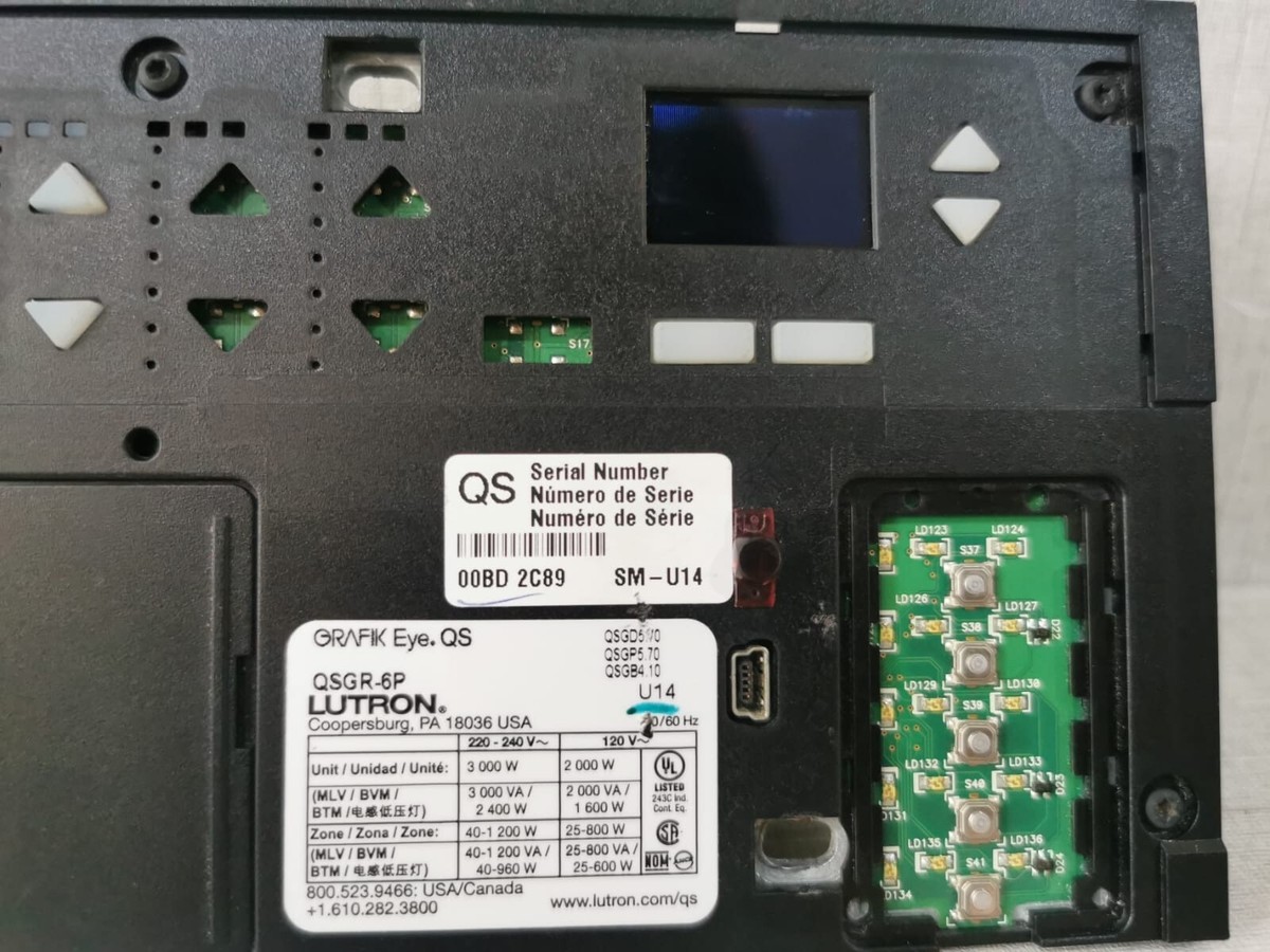 LUTRON GRAFIK EYE QS QSGR-6P CONTROLLER -MISSING KEYPAD LUTRON GRAFIK EYE QS QSGR-6P CONTROLLER -MISSING KEYPAD