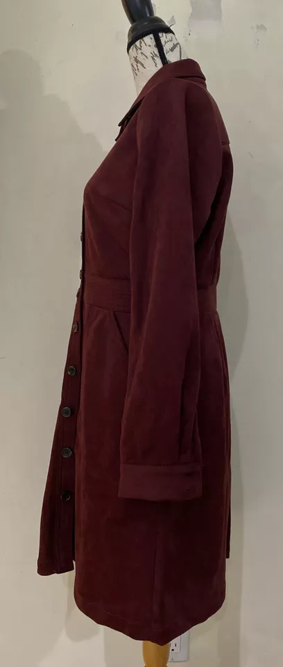 A Loves A Dress Faux Suede Burgundy Long Sleeve Size Large - Image 3 of 4