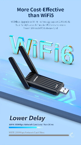 WiFi 6 BT 5.3 USB Adapter Dual Band 2.4/5G RTL8851BU WLAN Free Drive Netzwerk - Bild 11 von 13