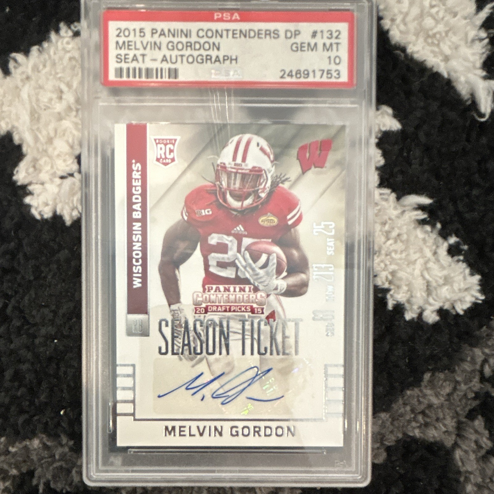 Panini 2015 Contenders Melvin Gordon Rookie Auto PSA 10 #132 Wisconsin Badgers