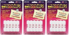 Stikkiclips Adhesive Clips, White, 30 per Pack, 3 Packs