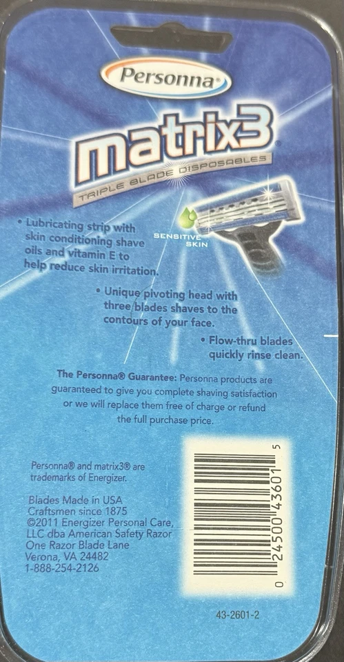 Pack de 3 Desechables Personna Matrix3 - 4 Maquinillas de Afeitar Nuevas Precintadas Foto 3 de 3