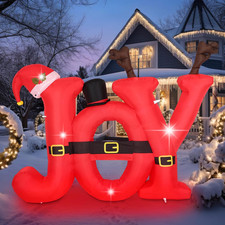 8Ft Christmas Inflatable Joy Outdoor Decorations Large Blow up Santa Inflatable