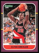 2022-23 Panini Donruss, Retro Series Purple Press Proof, Clyde Drexler #20