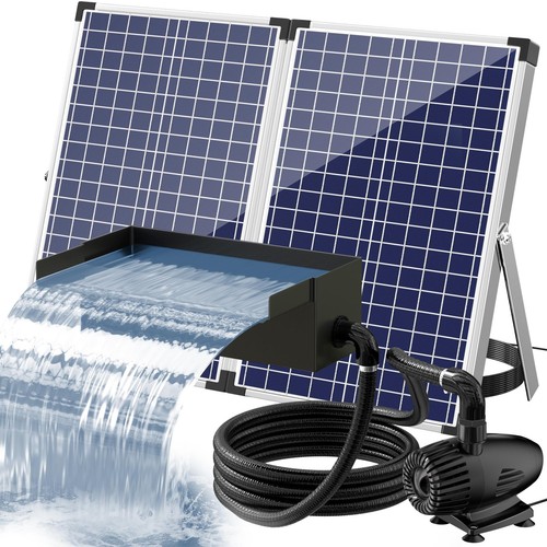 75W Solar Water Pump with Pond Waterfall Box, 304 Stainless Steel Pond Waterf...