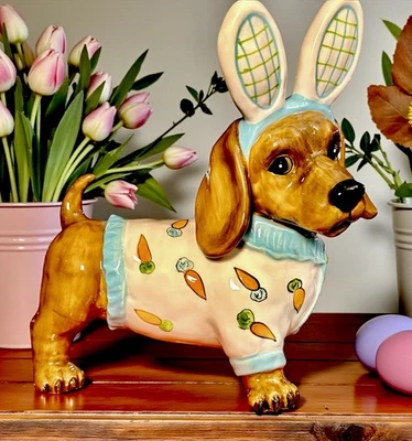 Blue Sky Clayworks Easter Dachshund DASHING IN CARROTS Auth Retailer NEW