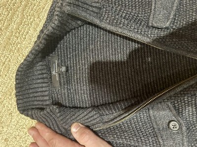 Marc Anthony Men's Sweater Jacket 2XL Gray Full Zip with Alpaca Knit and Pockets
