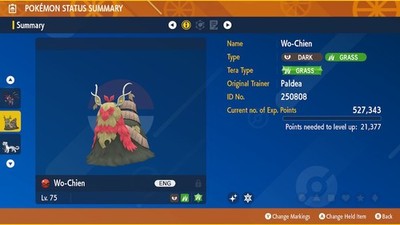 Shiny Wo-Chien aus Pokémon Scharlachrot   (100% Legit) + (Mystery Gift Event Shiny )