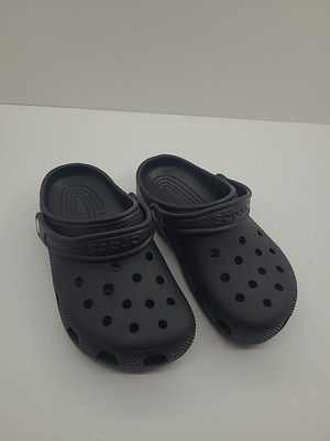 Crocs Classic Kids Size 3 Slip On Clogs Black Slingback Waterproof Rubber Shoes