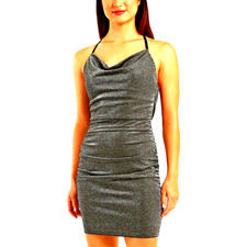 NWT BCX Womens SPARKLE Cowlneck Mini Party Bodycon Dress Juniors  MEDIUM 7-9