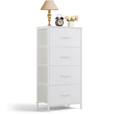 Nightstand, 4 Drawer Dresser End Table Bedside Furniture with Wooden Top Stee...