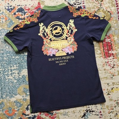 Akoo Evolution Polo Shirt Mens Medium Shoulder Embroidered Beautiful Projects