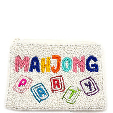 Beaded Mahjong Coin Purse Zipper Pouch Colorful Card Design Bag