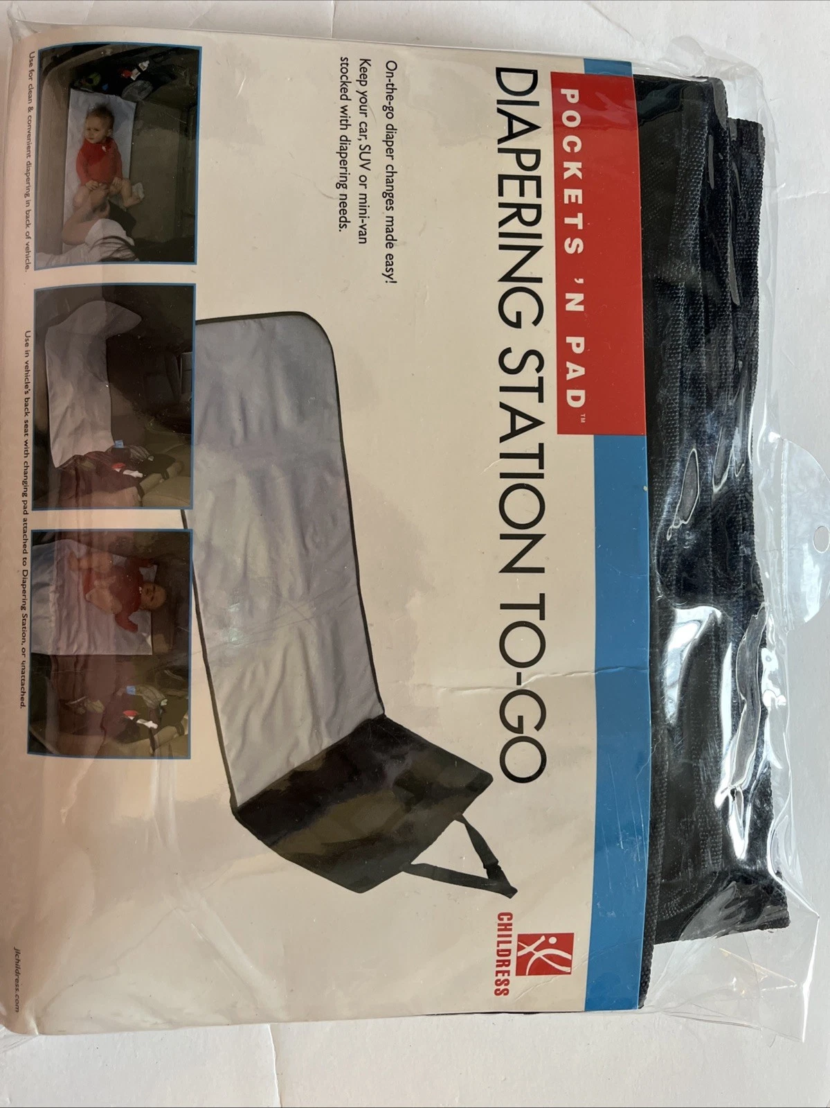 J L Childress New Diapering Station To Go Black &White Baby Diaper Changing Pad