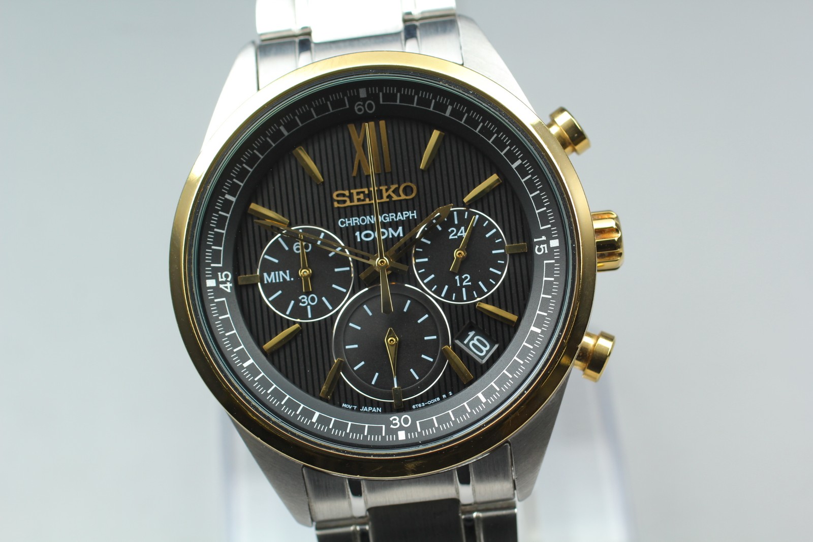 N MINT] SEIKO Chronograph 6T63-00P0 Black Gold Men'… - Gem