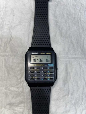 Vintage Casio CA-50 Digital Men's 8-Digit Calculator Dual Time