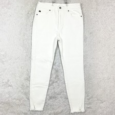 Kancan Womens Jeans Ankle Skinny High Rise White Denim Raw Hem KC8604WT 28