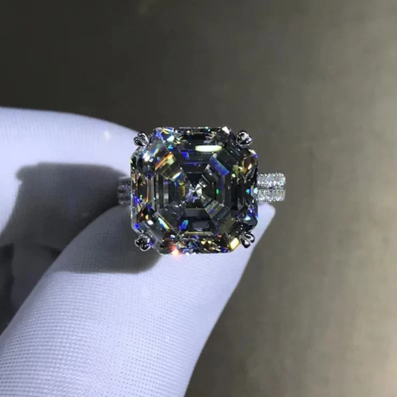 RARO ¡Anillo solitario de diamantes tratados blancos certificado de 10,90 quilates! Tachuelas de diamante GRATIS Foto 4 de 4