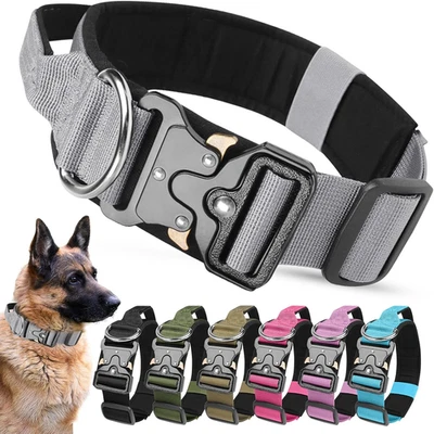 Taktisches Hundehalsband Mit Griff, Breites Halsband Hund Gepolstert Aus Nylon,  - Bild 1 von 4
