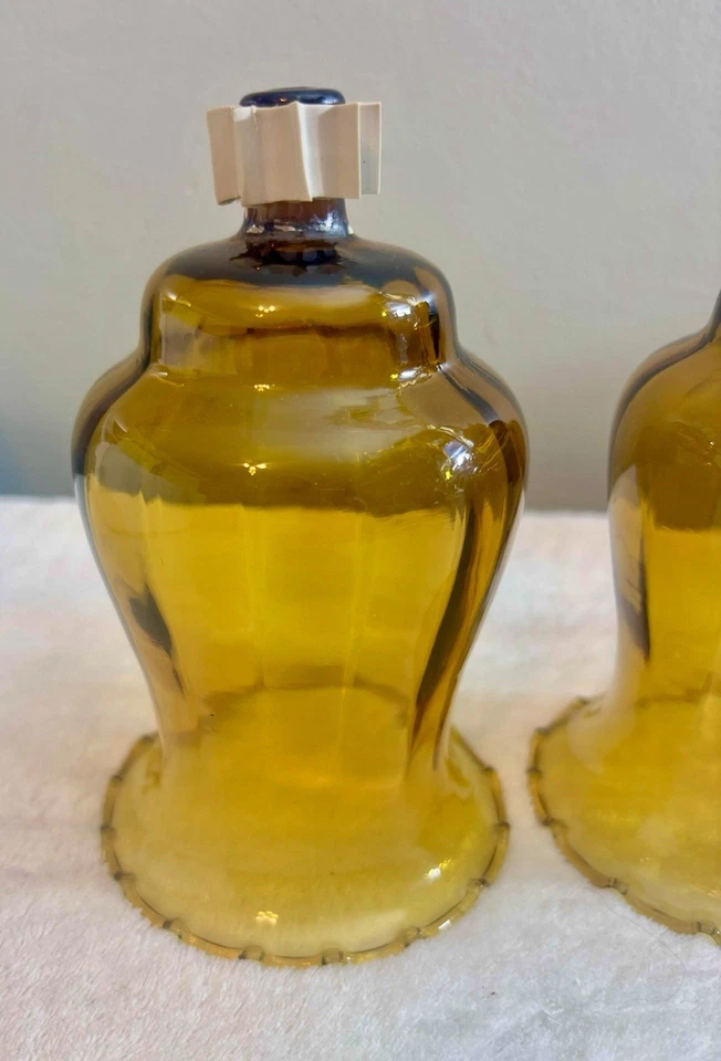 "Juego de colección de 2 interiores de hogar ámbar Jewel Lites, patrón de tulipán borde festoneado, 6""T" Foto 3 de 4