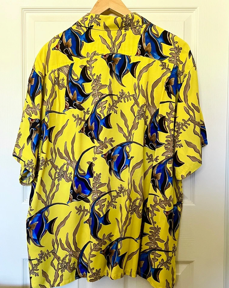 CAMISA HAWAIANA VINTAGE GO BAREFOOT XL ALOHA S/S PEZ ÁNGEL AZUL Foto 4 de 4