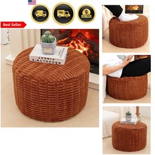 Pouf poggiapiedi ottomano rotondo copertura fibra peluche pavimento arredamento soggiorno