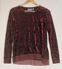 Simply Vera Wang Shirt Size Petite Small Burgundy Velvet Burnout Goth