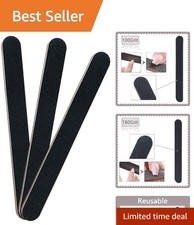 Double-Sided 100/180 Grit Nail Files - 3 Pack Professional Emery Boards in Black
