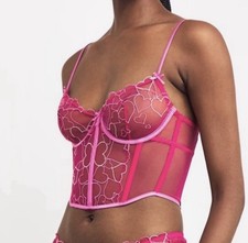 SKIMS Embroidered Tulle Cropped Corset in the color Punch size M NWT