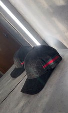 Gucci GG Monogram Web Stripe Canvas Baseball Cap Black