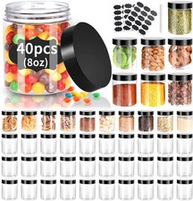 40 Pack Plastic Jars with Lids, 8 Oz Clear Slime Cosmetics Containers with P...