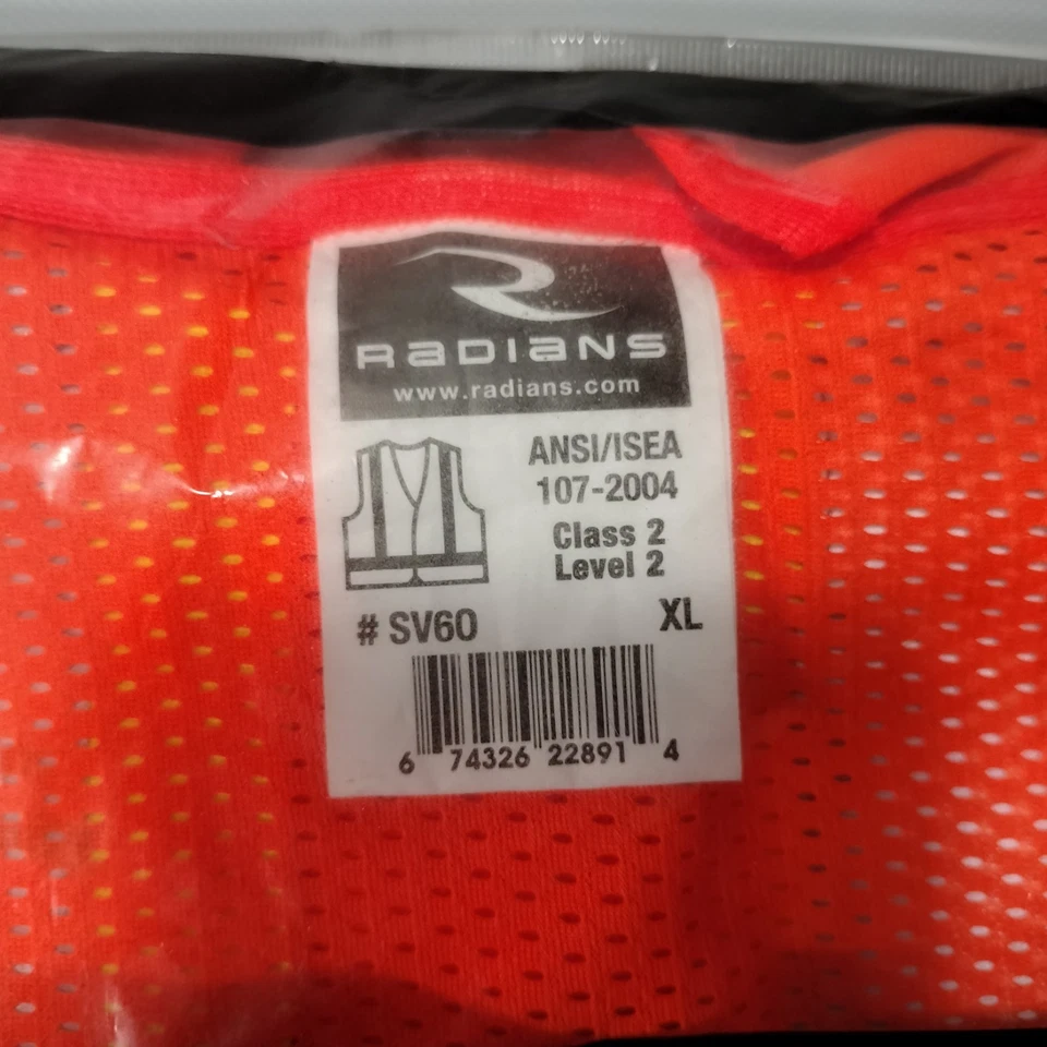 Radians Radwear SV60 Lot Of 2 Orange High Visibility Safety Vest Mens Sz XL New - Image 4 of 4