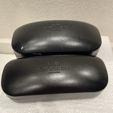 2 LOT Coach New York Clamshell Black Hard CASE for Eyeglasses  Sunglasses Combo