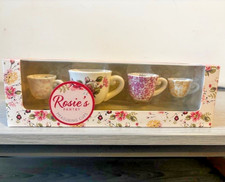 Nueva Caja Rosie's Despensa 4 Tazas Medidoras de Cerámica tsp cucharada Cocina Hornear Floral