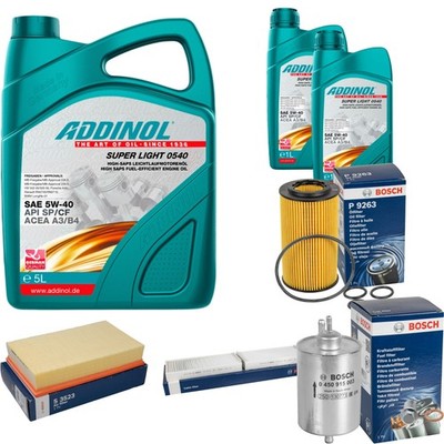 BOSCH Inspektionspaket 7L ADDINOL SUPER LIGHT 5W-40 für Mercedes E S210 E