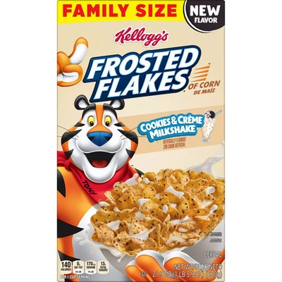 1 BOX Kellogg's Frosted Flakes Cookies & Creme Milkshake Cereal - Family Size