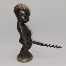 Vintage Korkenzieher Figur Flaschenöffner Messing Bar Deko Corkscrew Figur alt