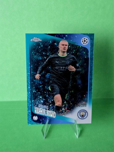 Erling Haaland 2025-26 Topps Chrome UEFA Teal Mini Diamonds /299 #181 Man City
