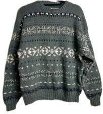 Vintage Eddie Bauer Grey 100 Cotton Knit Sweater Size large