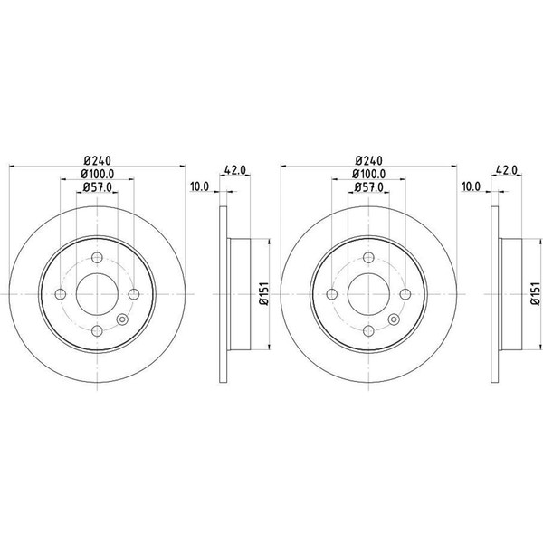 2X Hella Bremsscheiben 240Mm Hinten Passend FüR Chevrolet Corsa Opel Astr-image