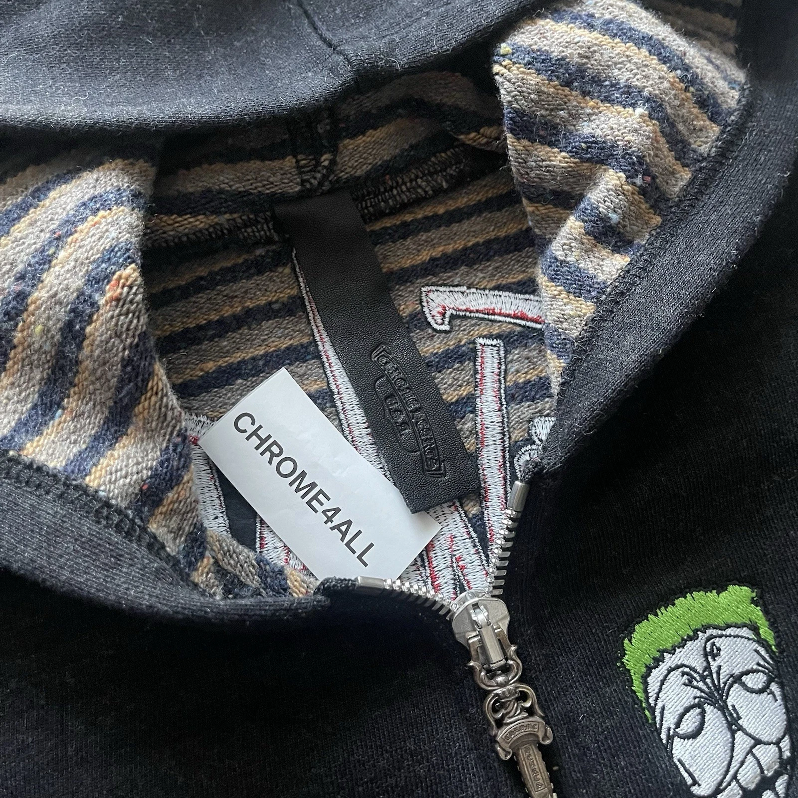 Felpa con cappuccio e zip ricamata Chrome Hearts Matty Boy Beware