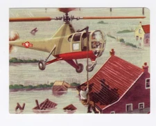 Aviation Card Granose Air Travel 1957. USAF helicopter in flood rescue