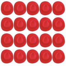 Red Mini Western Cowboy Hat Cowgirl Hat for Crafts 20 Pcs Miniature Cute Doll Ha