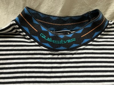 Vintage Quicksilver Y2k Stripe Crop Top Med Retro Crewneck Surf Skater