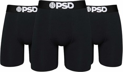 PSD Underwear Men's Black Solid Boxer Brief   3 Pack | Size Medium
