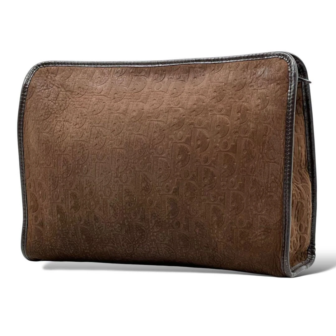Sac pochette Christian Dior oblique en cuir suédé